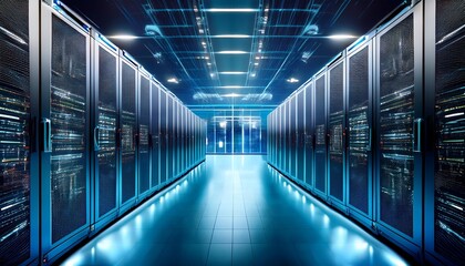 Fototapeta premium data center connectivity a glimpse into the high tech world of data centers showcasing networking server racks and technology infrastructure