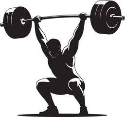 Minimalist Black Weightlifter Silhouette Illustration