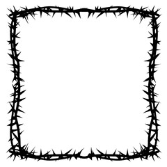Square gothic thorn frame vector with Y2K tribal style design, dark creepy ornament, abstract grunge black and white decoration for artwork