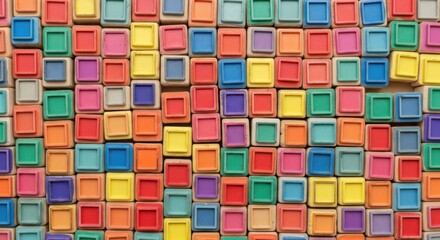 Fototapeta premium Colorful Small Cubes Arrangement in Bright Rainbow Spectrum for Creative and Educational Use