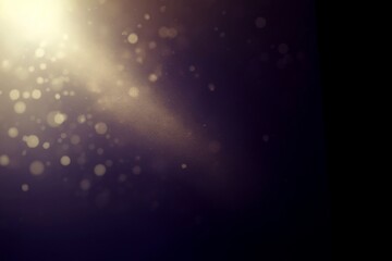 Abstract Dark Background with Glowing Golden Particles, Golden Bokeh Lights on Black Background,...