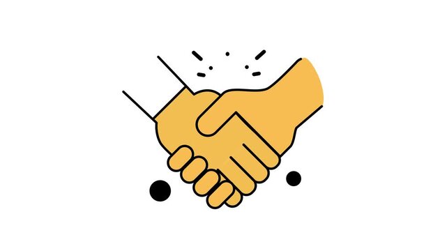 Animated mutual interaction handshake illustration with dots, symbolizing connection. Suitable for business, networking, partnership, teamwork, collaboration concepts.