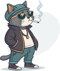 Cool Cat Smoking a Cigarette