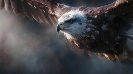Fototapeta premium Majestic eagle in flight with sharp talons ready to strike