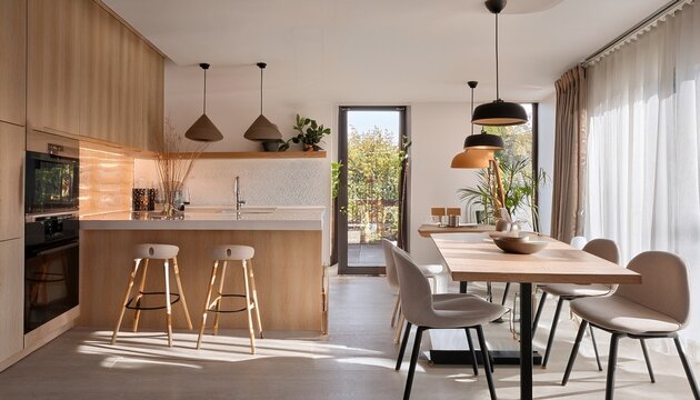modern minimalist style home of cafe kitchen interior