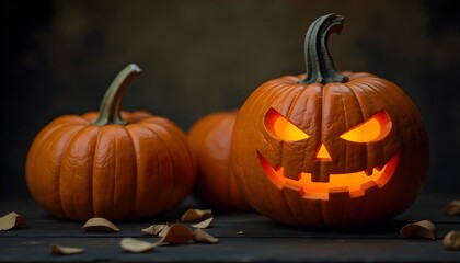 Halloween wallpaper with evil pumpkins