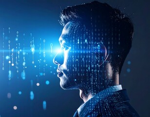 Man with digital overlay