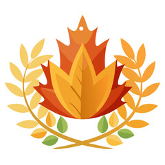 Elegant autumn leaves crown illustration on white background