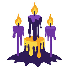 Spooky halloween illustration of dripping wax candles