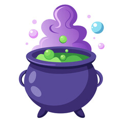 Mystical cauldron emitting enchanted smoke illustration