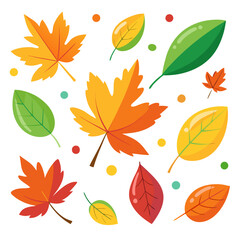 Obraz premium Vibrant scattered autumn leaves illustration