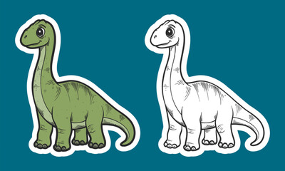 Light-Green Long-Neck Sauropod Dinosaur Sticker Illustration