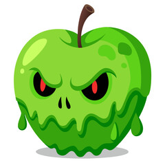 Spooky poisoned green apple halloween illustration