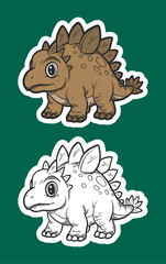 Armored Baby Ankylosaurus with Spikes Sticker Illustration