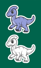Purple Baby Raptor Running Sticker Illustration