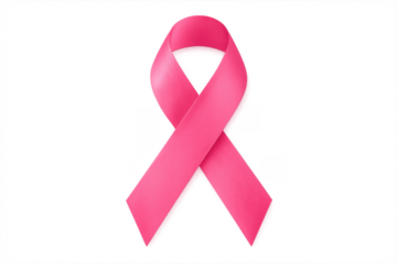 Pink ribbon representing breast cancer awareness on transparent background