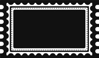 Vintage Postage Stamp Frame Black White.