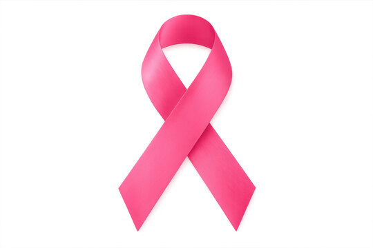 Pink ribbon representing breast cancer awareness on transparent background - Powered by Adobe