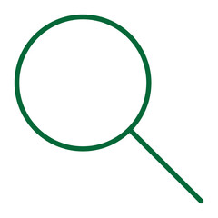 A simple stylized green magnifying glass icon on a black background representing search and discovery