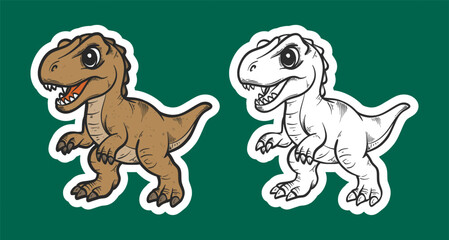 Brown Baby T-Rex Walking Sticker Illustration