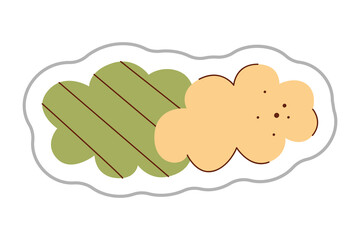 Sticker with abstract clouds. Color hand drawn clipart illustration.