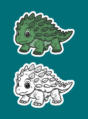 Cute Baby Ankylosaurus Sticker Illustration