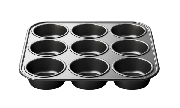 Baking muffins with non-stick bakeware home kitchen cooking techniques indoor overhead view culinary essentials