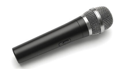 Wired Handheld Microphone on White Surface — Performance, Interview and Audio Recording Close‑Up