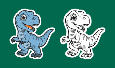 Happy Baby T-Rex Roaring Sticker Illustration