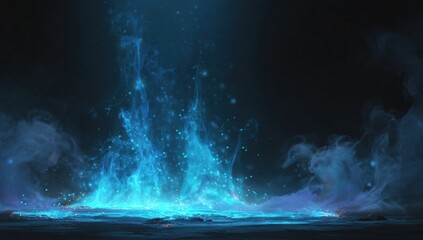 Abstract glowing blue flames