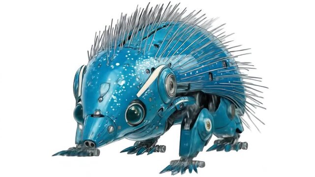 Futuristic porcupine robot illustration