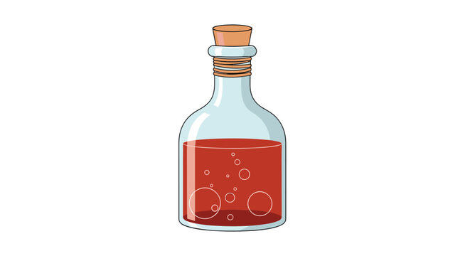 Magical potion bottle bubbling liquid elixir flask container vintage alchemy liquid
