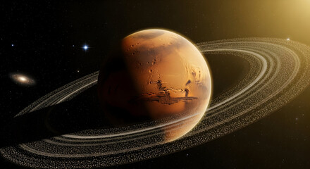 Golden Planet with Dramatic Ring System Backlit by Bright Star — Sci‑Fi Planetary Horizon