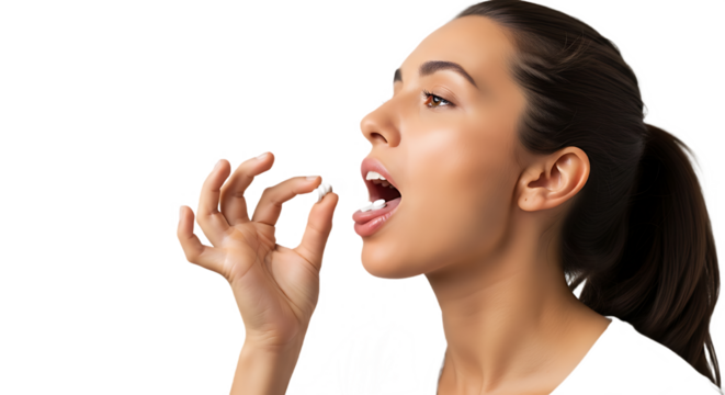 Woman Taking a Pill
