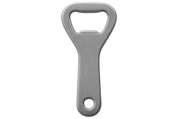 Classic metal bottle opener on transparent background