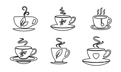Coffee cup icon set, tea cup sign cafe symbol , cup icon  logo set collection, Coffee Cup template line icons, vector illustration EPS 10
