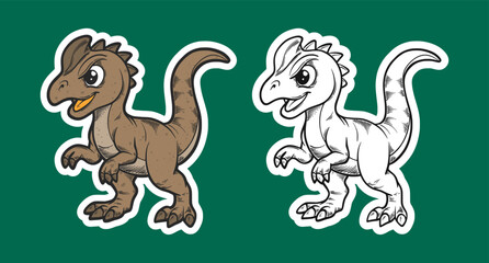 Cute Cartoon Dinosaur Sticker Illustration