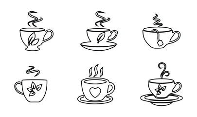 Coffee cup icon set, tea cup sign cafe symbol , cup icon  logo set collection, Coffee Cup template line icons, vector illustration EPS 10