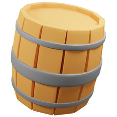 wooden barrel, a vintage oak container for wine, beer, or whiskey, on a white background - 3D illustration