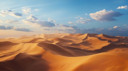 Fototapeta premium Wind-blown desert dunes encroach on abandoned farmland, illustrating the stark impact of climate desertification in ultra HD detail.