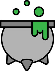 Naklejka premium Halloween Cauldron Icon Spooky Witch Pot for Party Flyers Social Media and Branding. Spooky Halloween cauldron icon featuring a witch pot with bubbling potion. Perfect for flyers, banners.