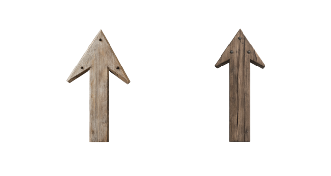 Wooden arrow signs on black background for directional themes