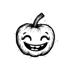 A cheerful pumpkin illustration showcasing an ink-style drawing with a sweet and mischievous