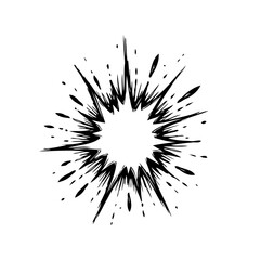 Abstract artistic vector illustration of black and white exploding starburst shape and radial
