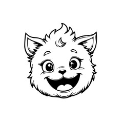 Adorable cartoon cat head with an expressive smiling face creating an appealing character