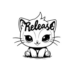 Adorable cartoon kitten illustration with a playful design perfect for children's books and