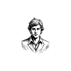 Detailed monochrome sketch showcasing a young man's portrait with thoughtful expression and