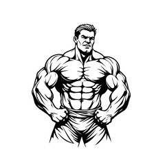 Detailed muscular physique portrait of a bodybuilder expressing determination and strength in an