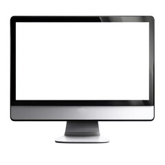 Fototapeta premium Modern All-in- One Computer with Blank White Screen and Silver Base desktop monitor, Isolated On White, Png Transparent, Cut Out