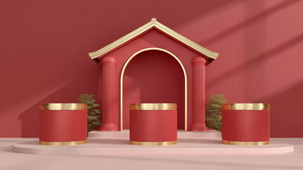 Red and Gold Chinese - Style Pavilion